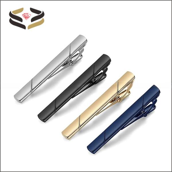 Invisible Setting Men'S Tie Bar Set Silver Black Blue Gold For Regular Ties