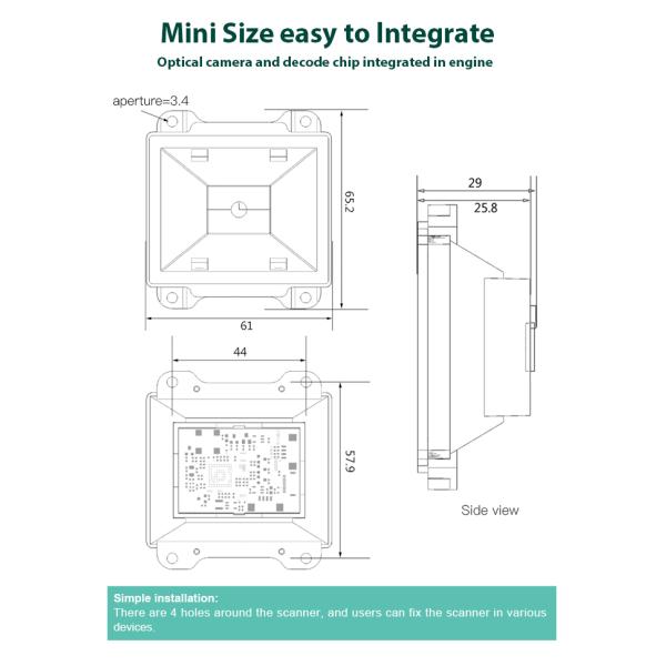 2d Qr 1d Barcode Scanner Module Rs232 Usb Interface