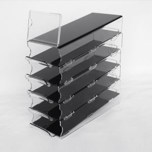 Slanted Acrylic Makeup Rack for Cosmetics Compartment Plexiglass Lipstick