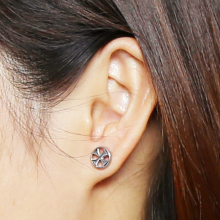 Punk Style Jewellery Vintage Silver Plating Cross Stud Earrings for Men