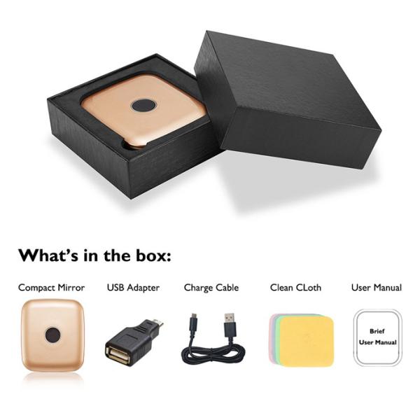 1X / 5X Magnification LED Cosmetic Mirror , Folding Compact Mirror With Touch Brightness Control