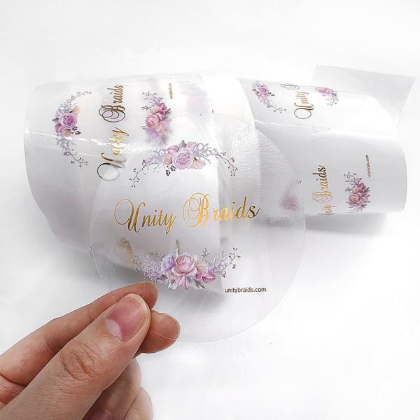 Transparent Waterproof Round Label Stickers Printing With Silver Golden Foil