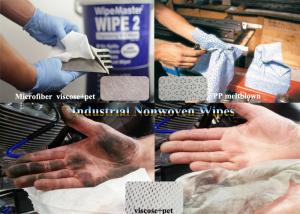 China Oil Absorbent Industrial Spunlace Nonwoven Wipes Wood Pulp White Viscose+Pet , Microfiber on sale