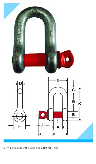 DEE TYPE Shackles with cotter pins G210, US TYPE
