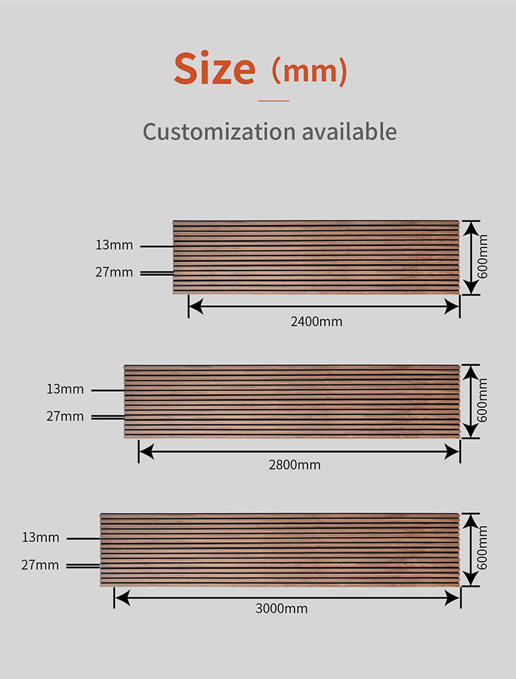 Eco Friendly Acoustic Wood Slat Panels Sound Absorbing 2400mm E0 Grade
