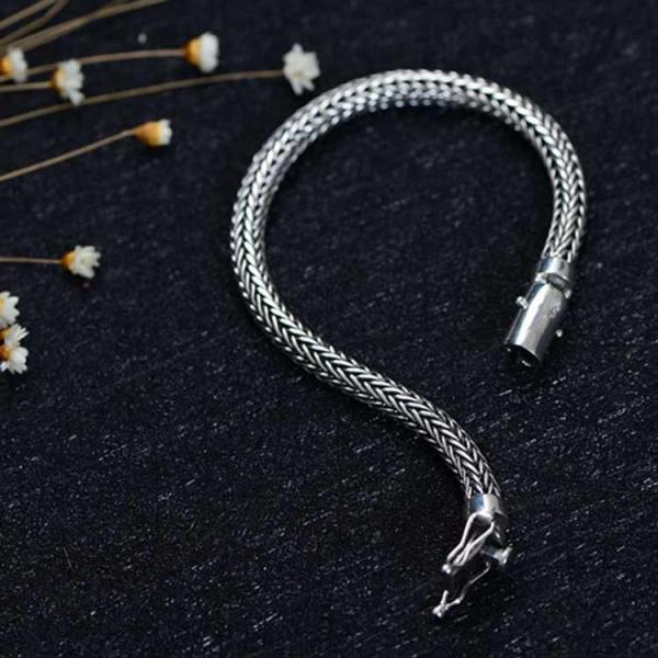 Retro Women Men 5mm Sterling Silver Wheat Chain Link Bracelet (B20180404081)
