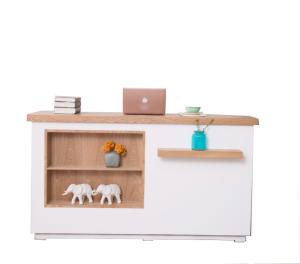 Elegant White Reception Desk , Multi Functional Office Reception Desk LED Light