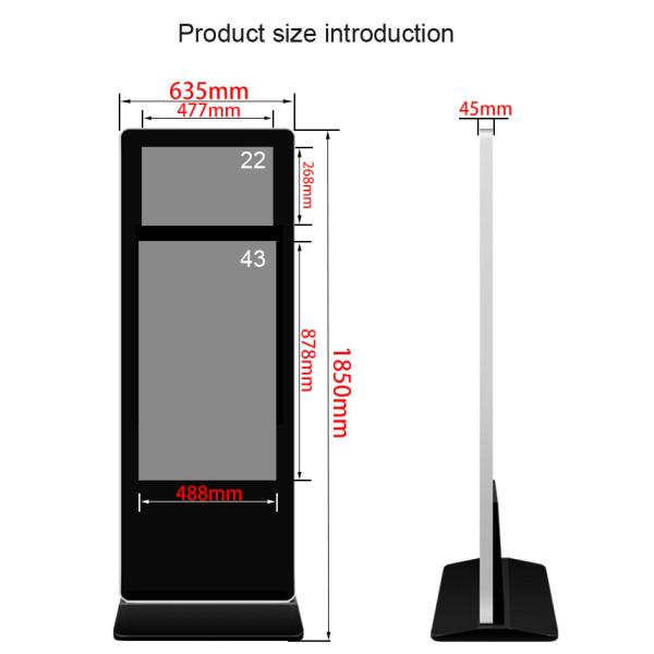 43" And 21.5" Two Screen Android Kiosk Digital Signage With WiFi