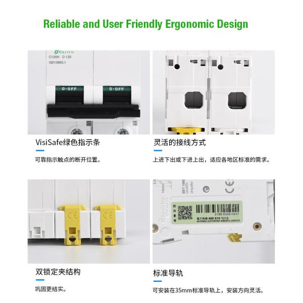 Acti9 C120 Industrial Circuit Breaker 63A~125A, 1P,2P,3P,4P for Circuit Protection AC230V/400V Home or Industrial Use