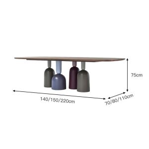 China Customized Walnut Color Metal Base Dining Table Rectangular Shape on sale