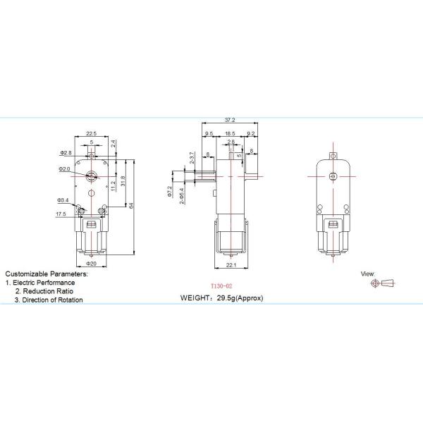 Professional Dual Shaft Gear Motor T130-02 3v 6v Gear Motor With Wheel