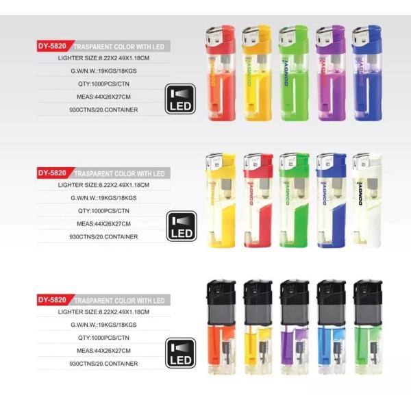 White LED Lamp Colorful Gas Lighter Electronic Refillable Candle Lighter with Cheapest Wholesale Price
