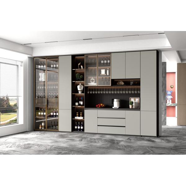 Luxury Whiskey Display Cabinet Liquor Wine Rack Commercial Winery Aluminum Frame Glass Doors Wine Luxury Bar Cabinet With Light