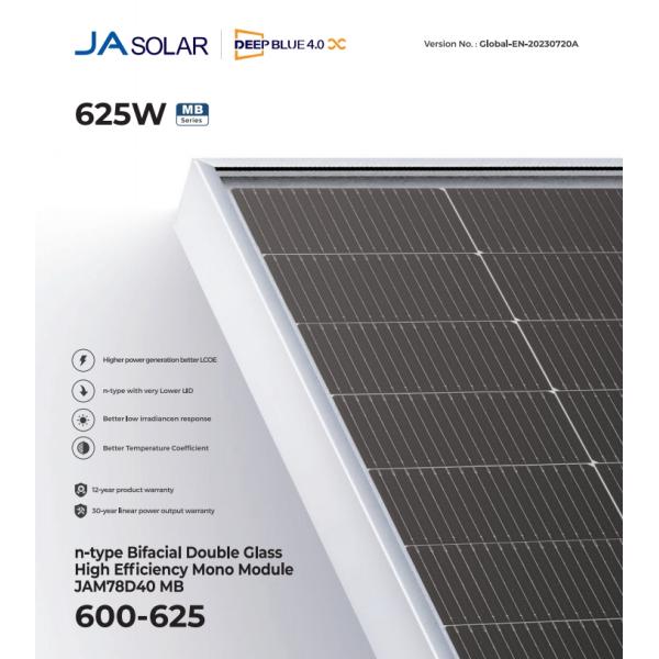600-625 Watt PV Modules Dual Glass Mono Solar Panels with 2.0mm Tempered Low Iron Glass