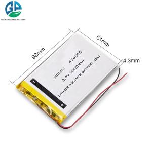 China High Discharge Lithium Polymer Battery 426090 3.7v 3000mah Flat Rechargeable Lipo Battery on sale