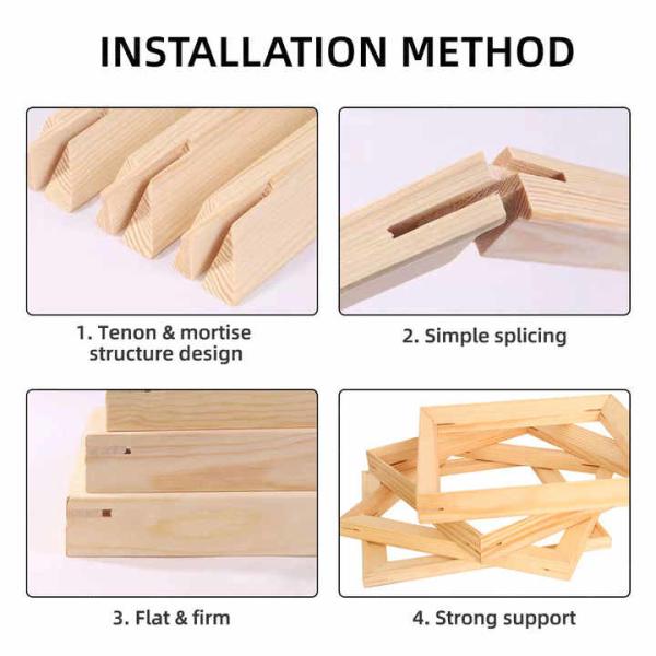 Pine Wood Canvas Stretcher Frames , Acrylic Painting Stretcher Bars Precision Cut