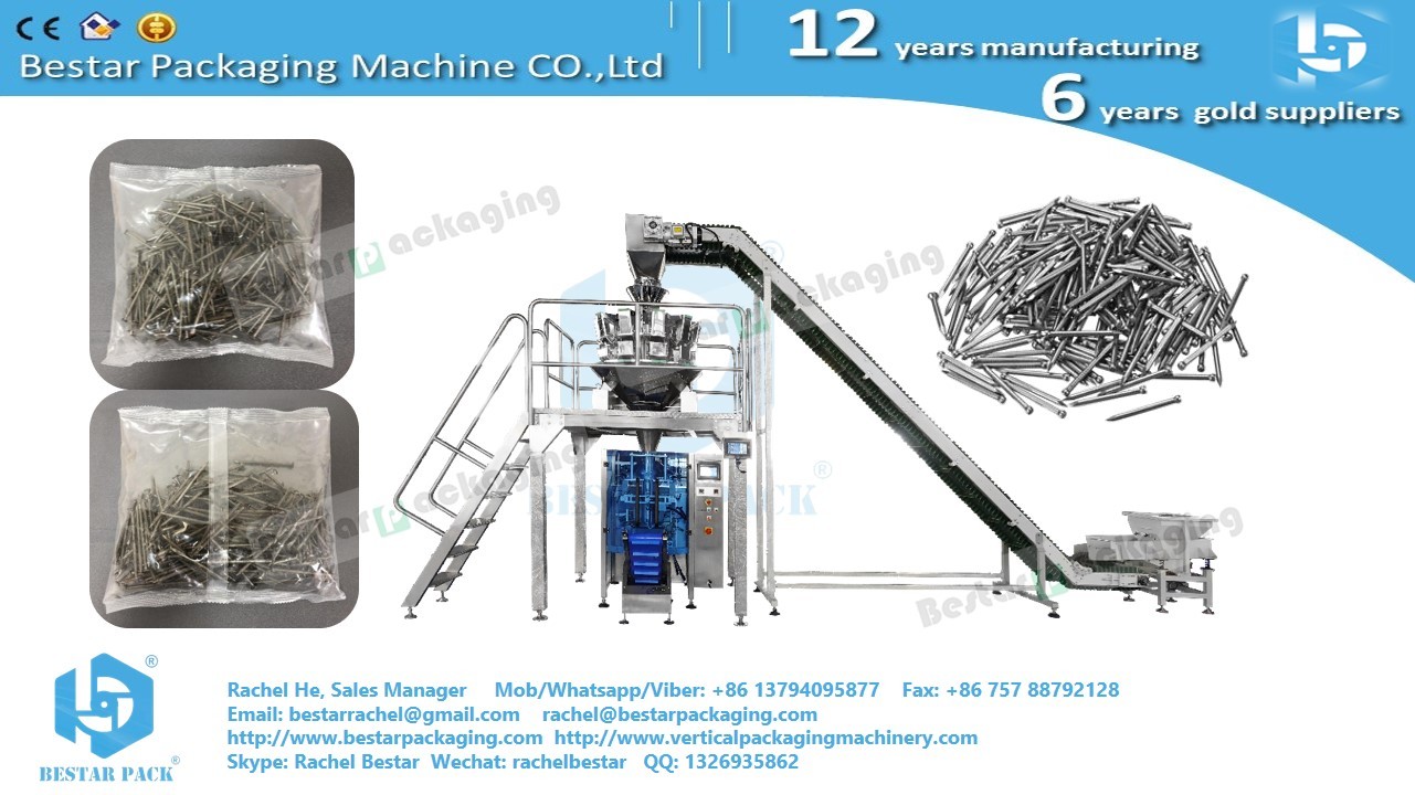 Wire nails long nails pouch packing machine with multi heads weigher BSTV-450AZ