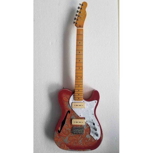 Custom Flower Power F-Holes Tele Electric Guitar