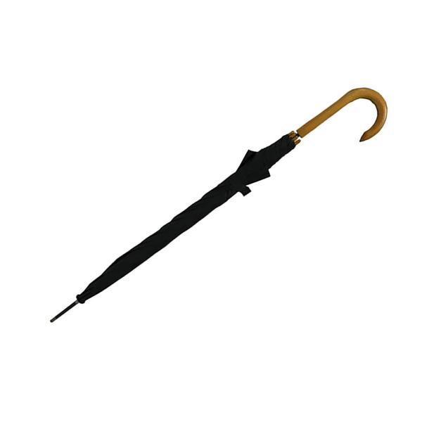 Straight Auto Open Stick Umbrella J Shape Wooden Handle For Men Women 23"
