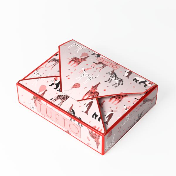 Printed Ivory Paper Board Post Card Boxes Triangle Packaging Box Custom Size