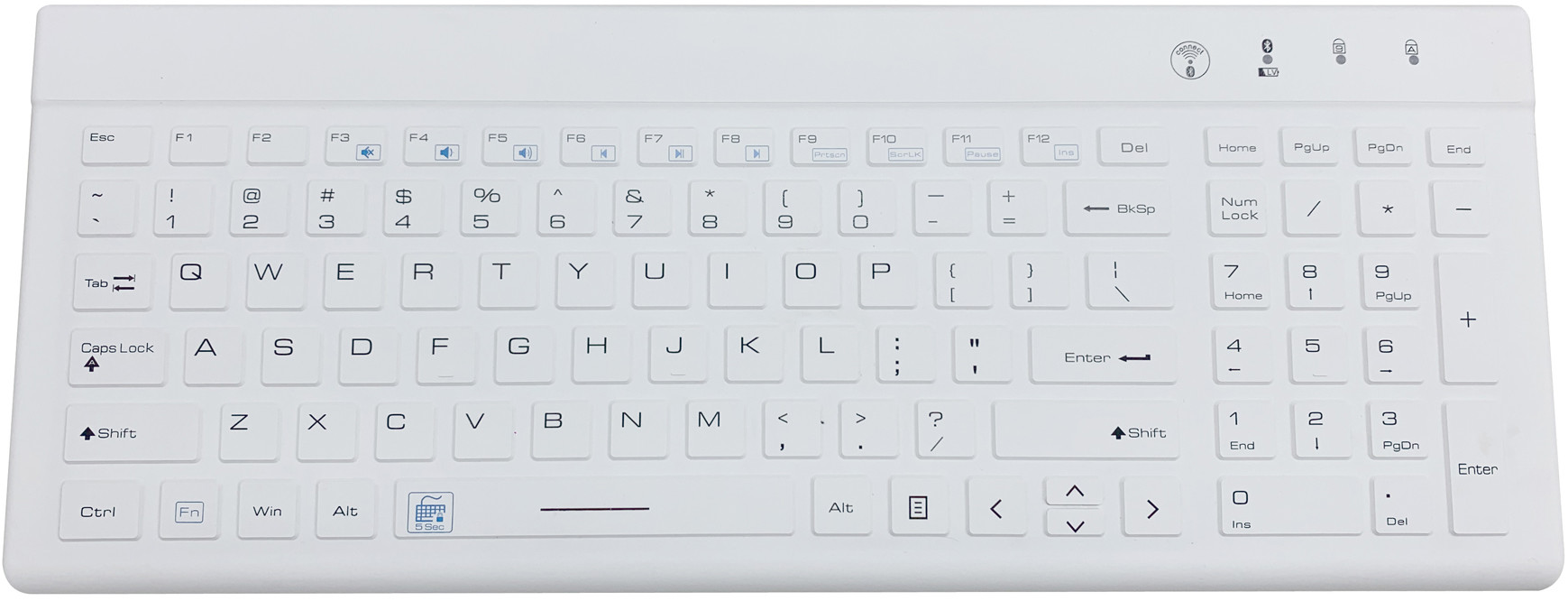 Anti Virus Bluetooth Wireless Silicone Medical Keyboard With 12 Function Keys Numeric Keypad