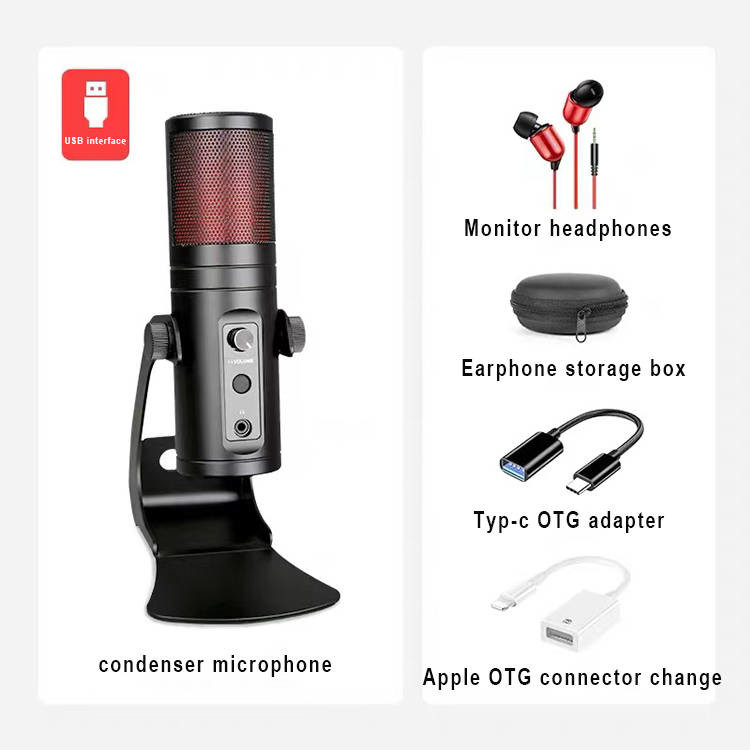 USB recording microphone Plug and Play Song recording Quick Mute for music