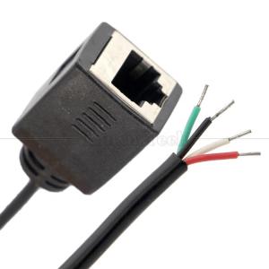 China Female RJ45 Socket to Open Tinned Soldering 4 Wires Bare End  Pigtail Cable on sale