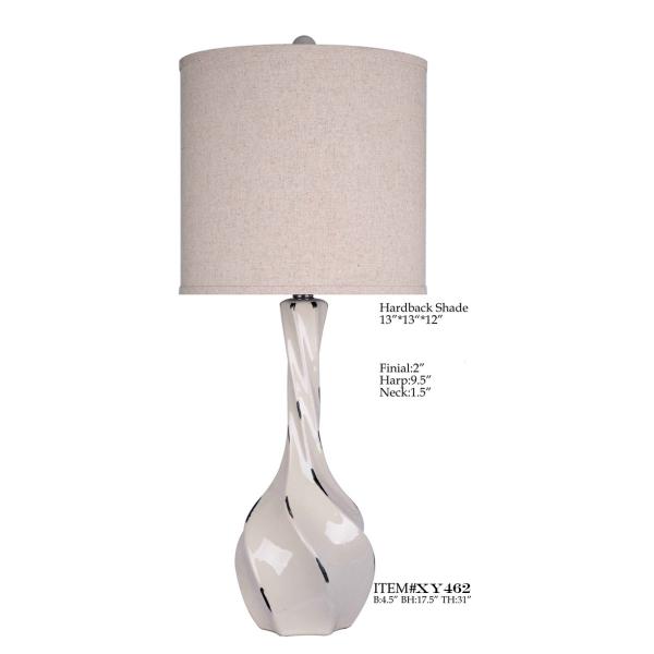 Modern Chrome Ceramic Vase Lamp D13*31" With Cream Drum Shade