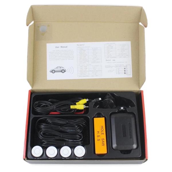 Car Reverse Video Parking Radar 4 Sensor Rear View Backup System Sound Buzzer Alert Alarm for Camera Monitor PS-600SPK