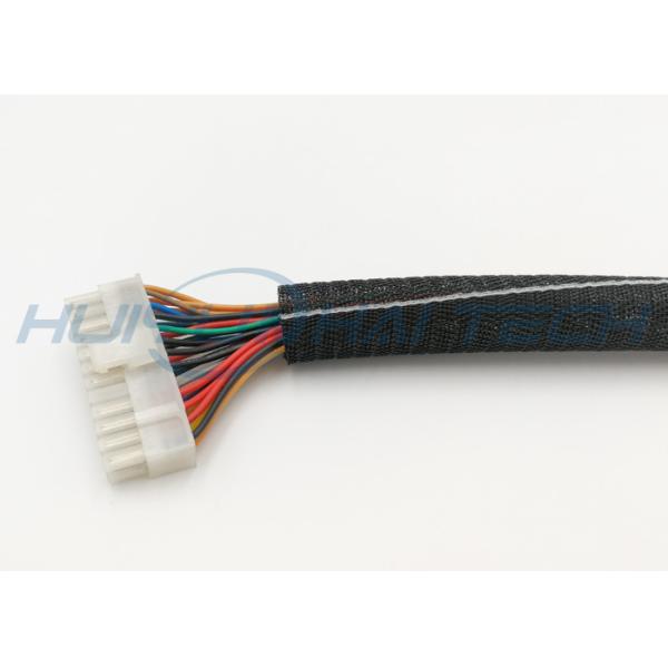 Black Self Wrapping Split Braided Sleeving , Self Closing Sleeve Cable Harness