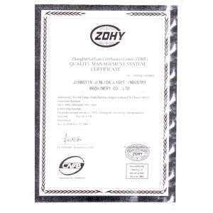 Jiangyin Jinlida Light Industry Machinery Co.,Ltd Certifications