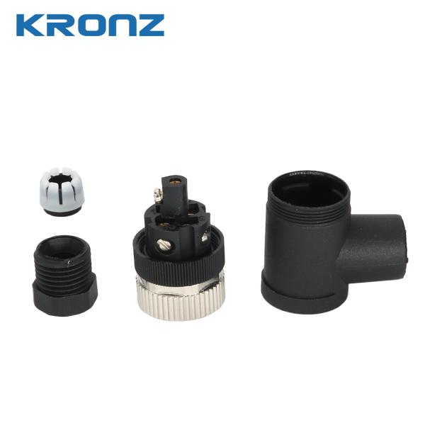 M12 Circular Connector 5 Pin A Code Screw Locking Plug Female Angled