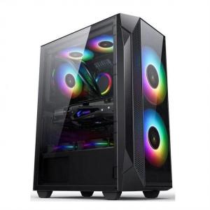 Wholesale ETEK ATX/Matx Computer Case Tempered Glass panel on Side and Front Support Fans 2x14cm or 3x12cm on Front Support Rad from china suppliers