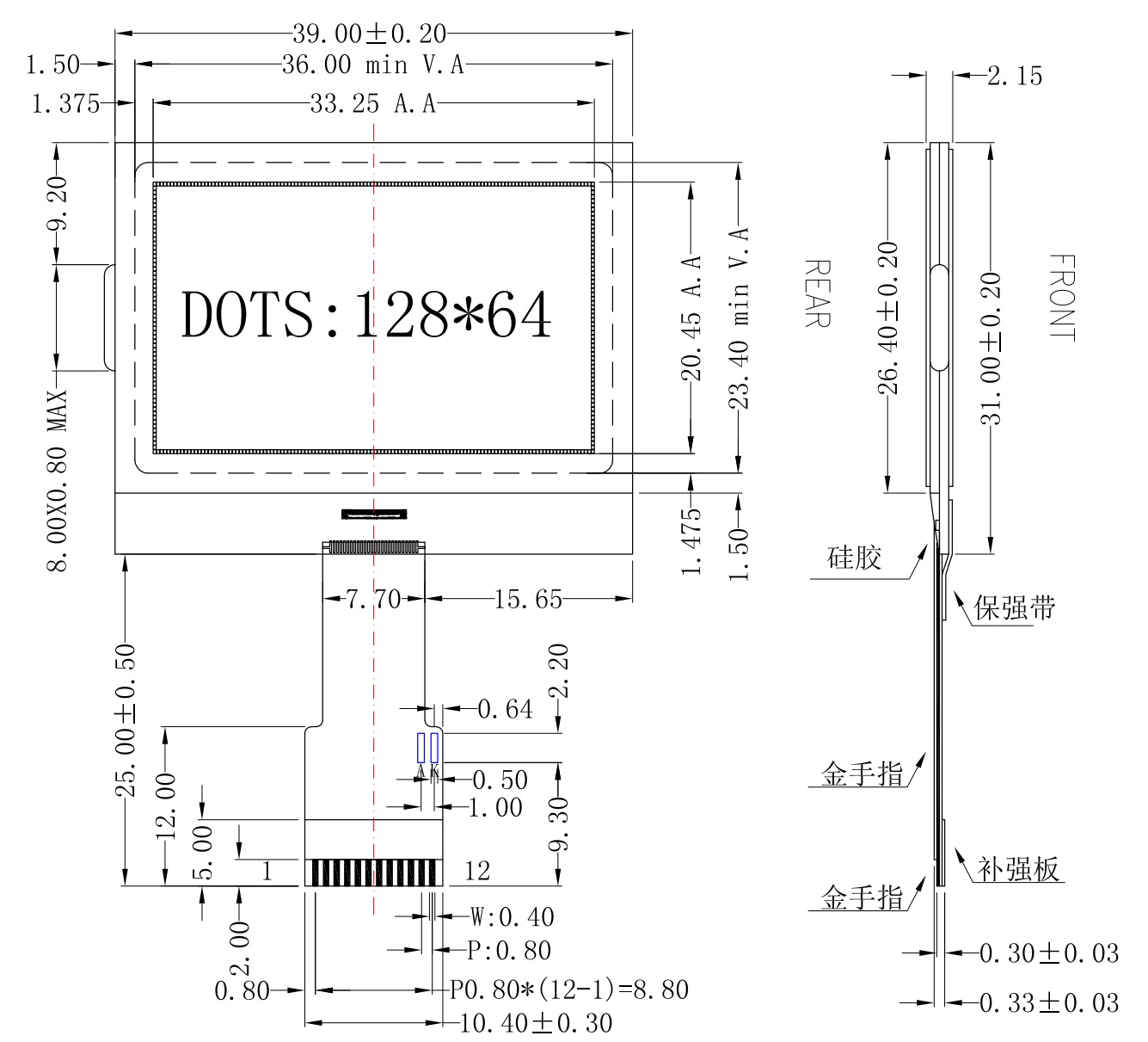 STN/BLUE TRANSMISSIVE 128*64 graphic LCD Display Module