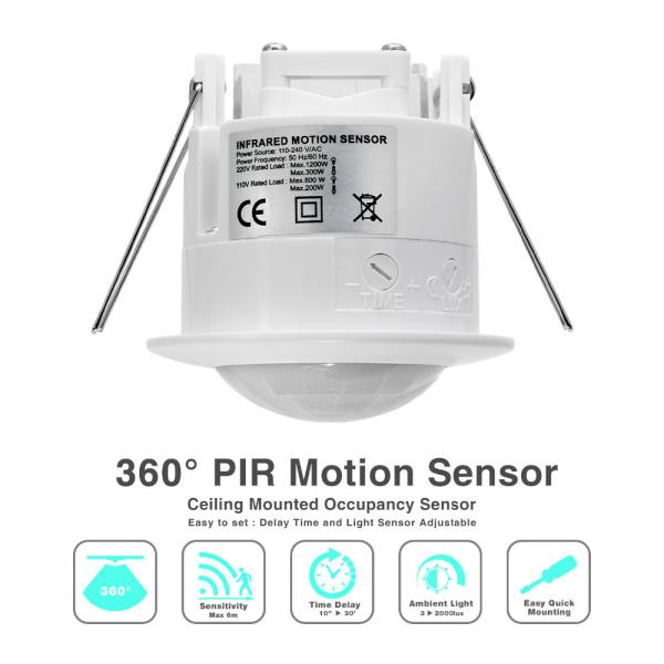 Recessed Ceiling Light Motion Detector AC 110 - 220V PIR Infrared Sensor