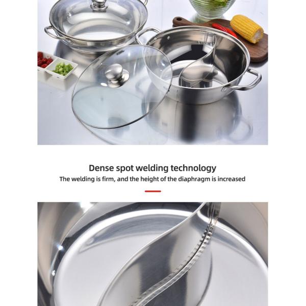 High Quality Induction Cooking Pot 304 Stainless Steel Hot Pot Kitchen Soup Pots With Glass Lid