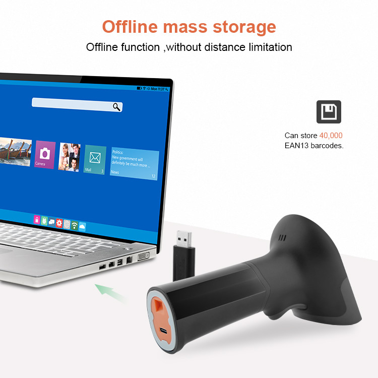 1D 2D 2.4G Bluetooth Barcode Scanner Portable Handheld QR Code Reader For Logistics