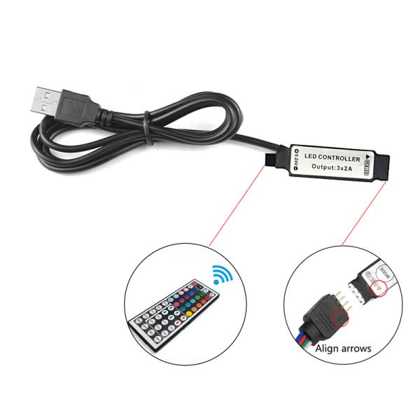 USB 5V Powered 44 Key IR Remote Controller For LED RGB Strip Light