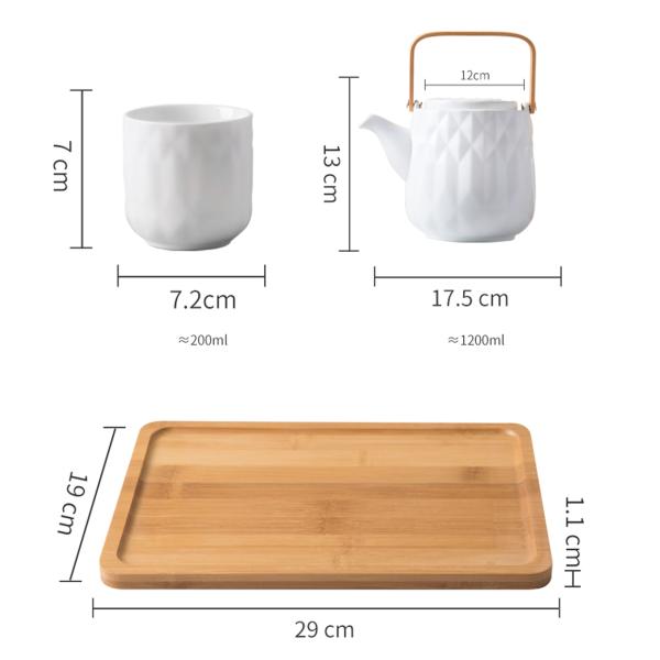 Ceramic Teapot Set Japanese Style Porcelain Tea Pot With Cup Saucer Metal Holder Stand