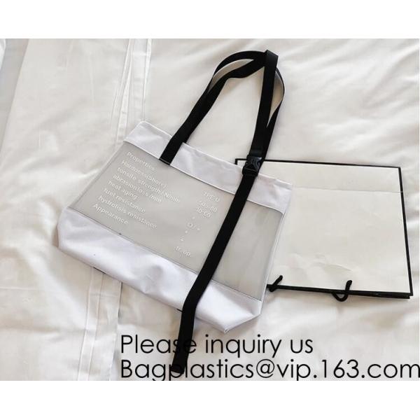 Reusable Custom Transparent PVC Shopping Bag Promotional Items Ladies Clear Plastic Beach Tote Bags Women, bagease, pack
