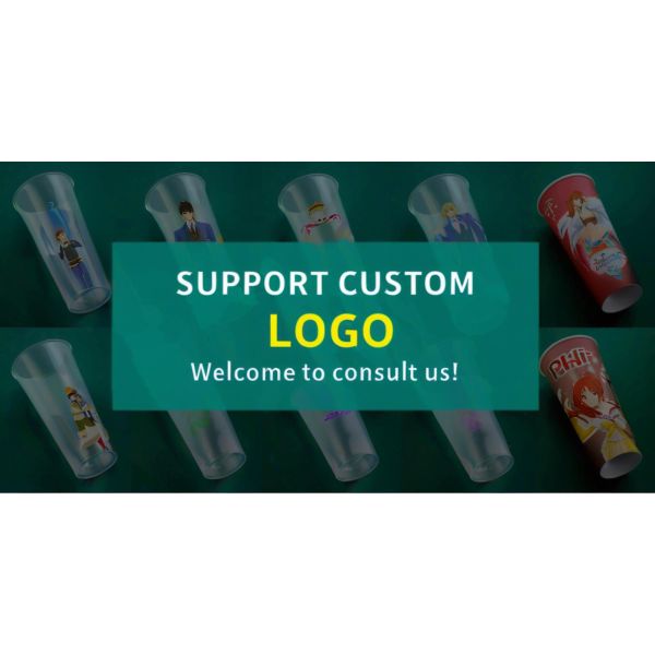 1000ML 34 OZ Disposable Hard PP 119mm Caliber Ln-mold Labeling Bubble Milk Tea Cup with Lid