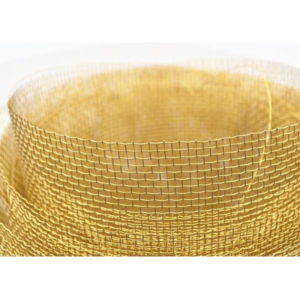 Yellow Brass Wire Mesh Screen , Copper Woven Fabric With Square Hole Shape
