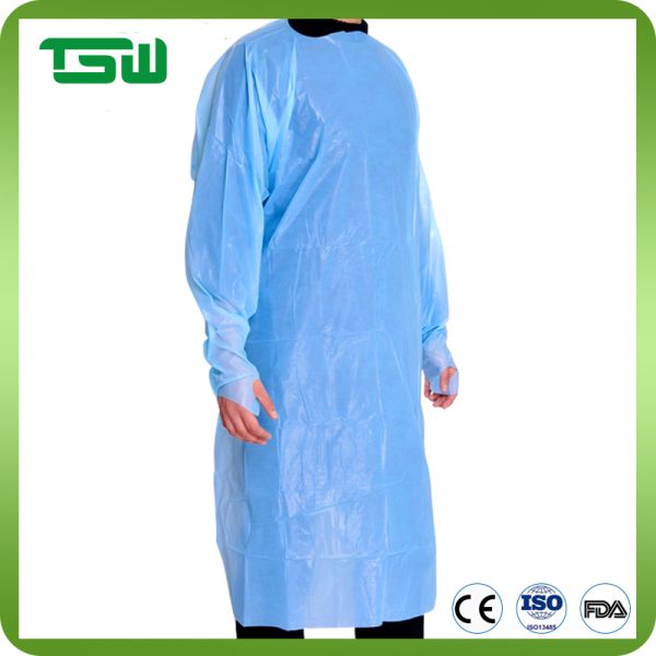 AAMI Level 2 3 45g Disposable CPE Apron With Thumb Hook