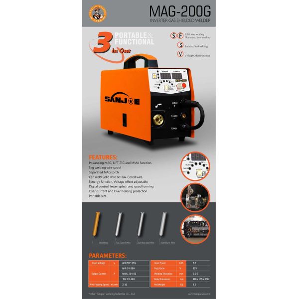 Gasless MIG Welding Machine Flux Wire 5kg AC220V Input Voltage