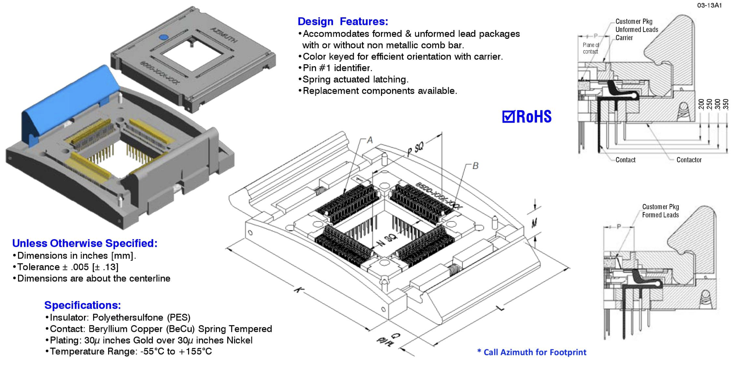 Professional BGA Test Socket for Accurate and Durable Testing Needs Azimuth 8500-50-256