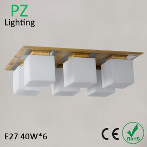 Wholesale rectangle 6x40W E27 socket wood ceiling lamp ceiling lighting with remote controller from china suppliers