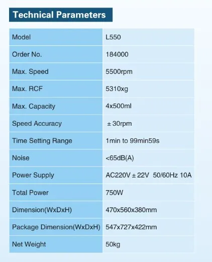 L550 Tabletop Cence Laboratory Centrifuge Machine