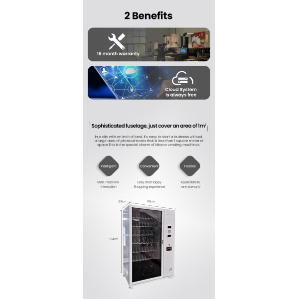 Micron Commercial Cheap Snack Drink Vending Machine With Card Reader Coin Cash Payments