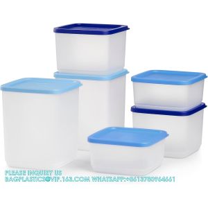 Stacking Square Storage Set - Dishwasher Safe & BPA Free - (6 Clear Containers +