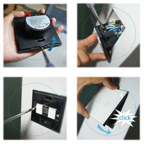 EU Standard White Crystal Glass Panel Touch Switch AC220V Wireless Remote Control Touch Light Switch